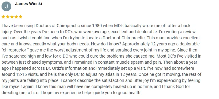 Chiropractic Anchorage AK James Winski Testimonial Chiropractic Anchorage AK James Winski Testimonial